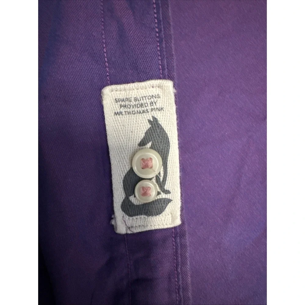 Thomas Pink Shirt Men's L  Purple Blue Cotton Jermyn Street Classic Fit Dbl Cuff